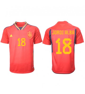 Spain Jordi Alba #18 Replica Home Stadium Shirt World Cup 2022 Short Sleeve